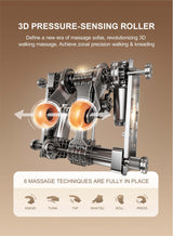 3D pressure-sensing roller for Orion Pro Recliner Massage Chair, showcasing advanced massage techniques and precision walking features.