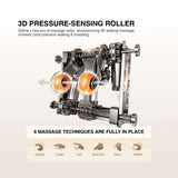 3D pressure-sensing roller for recliner massage chair with 6 massage techniques including knead and shiatsu.