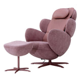 Orion Pro Recliner Massage Chair in soft pink upholstery with matching footstool.