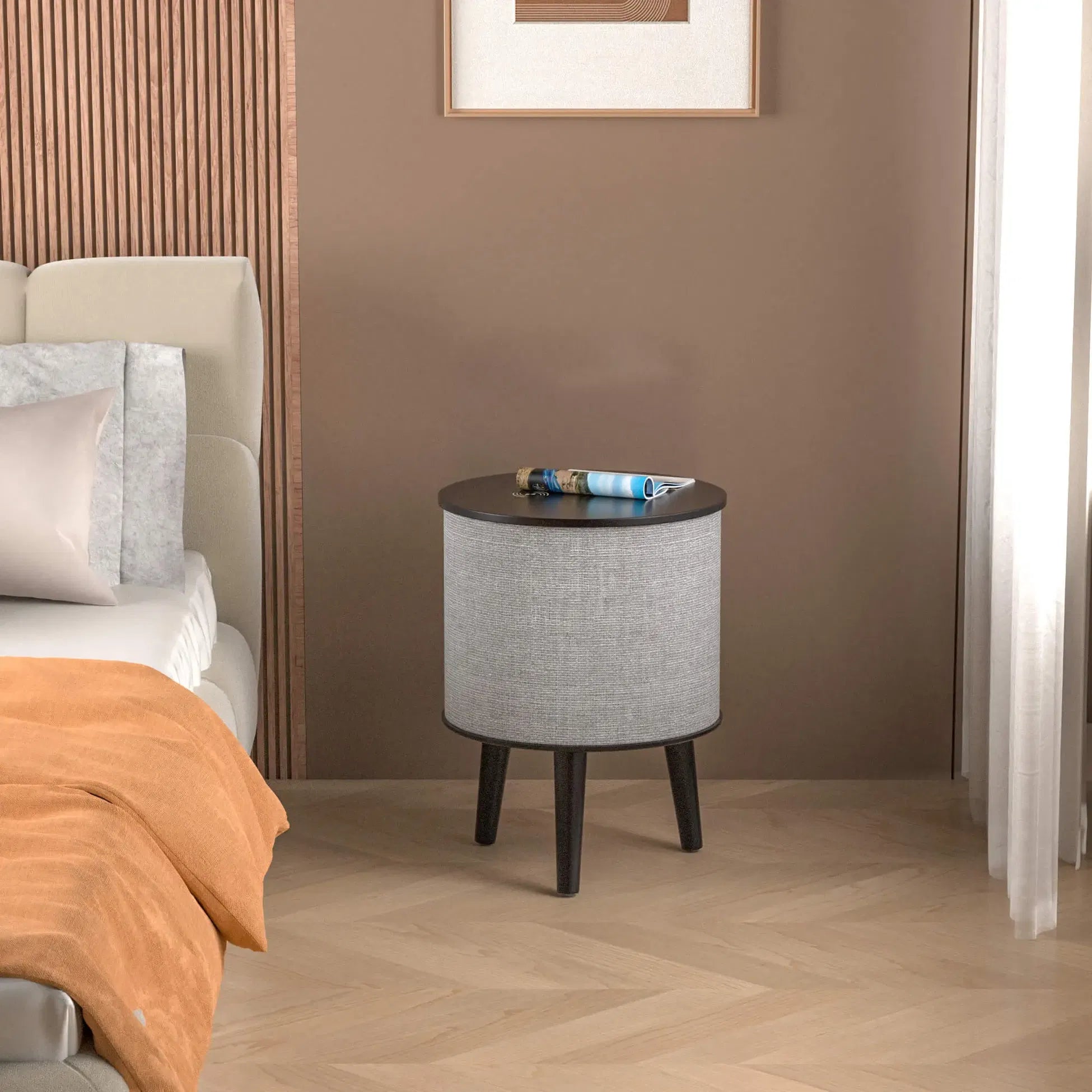 Nourest 3-in-1 Wireless Charging Side Table with Bluetooth Speaker