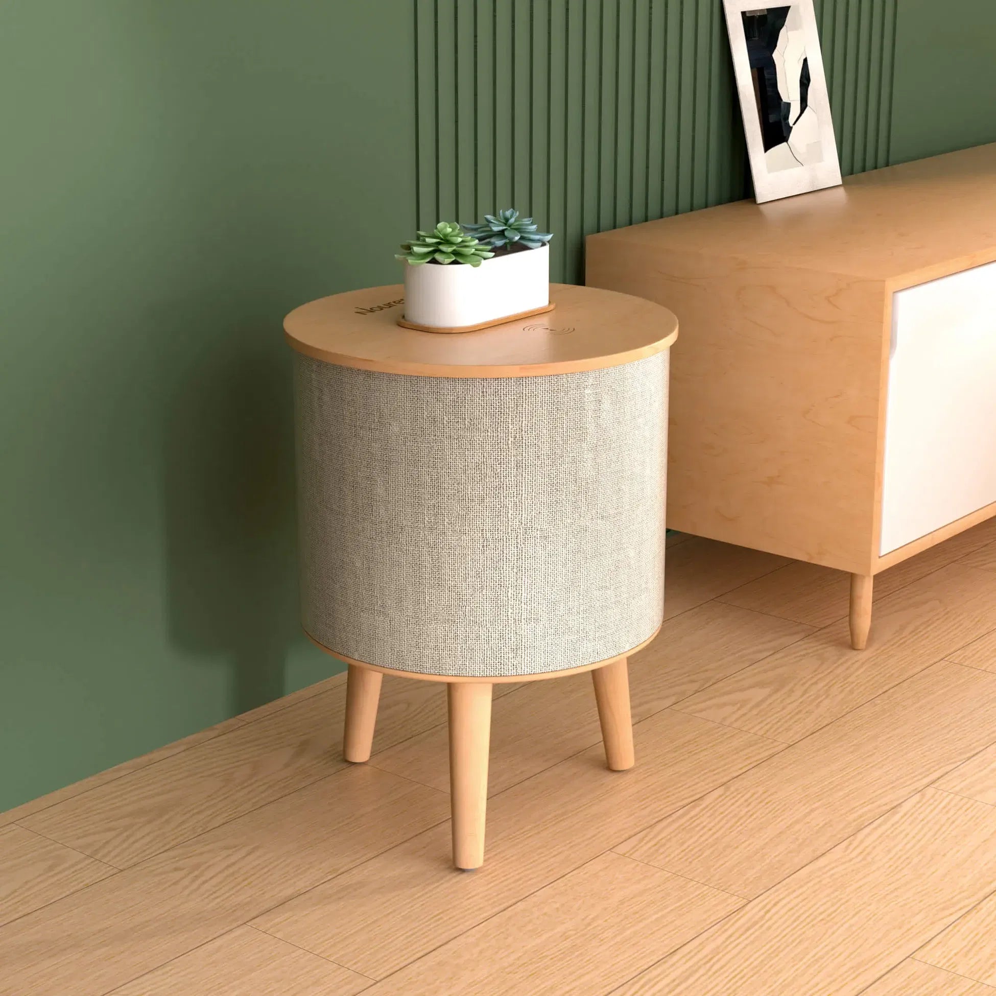 Nourest 3-in-1 Wireless Charging Side Table with Bluetooth Speaker