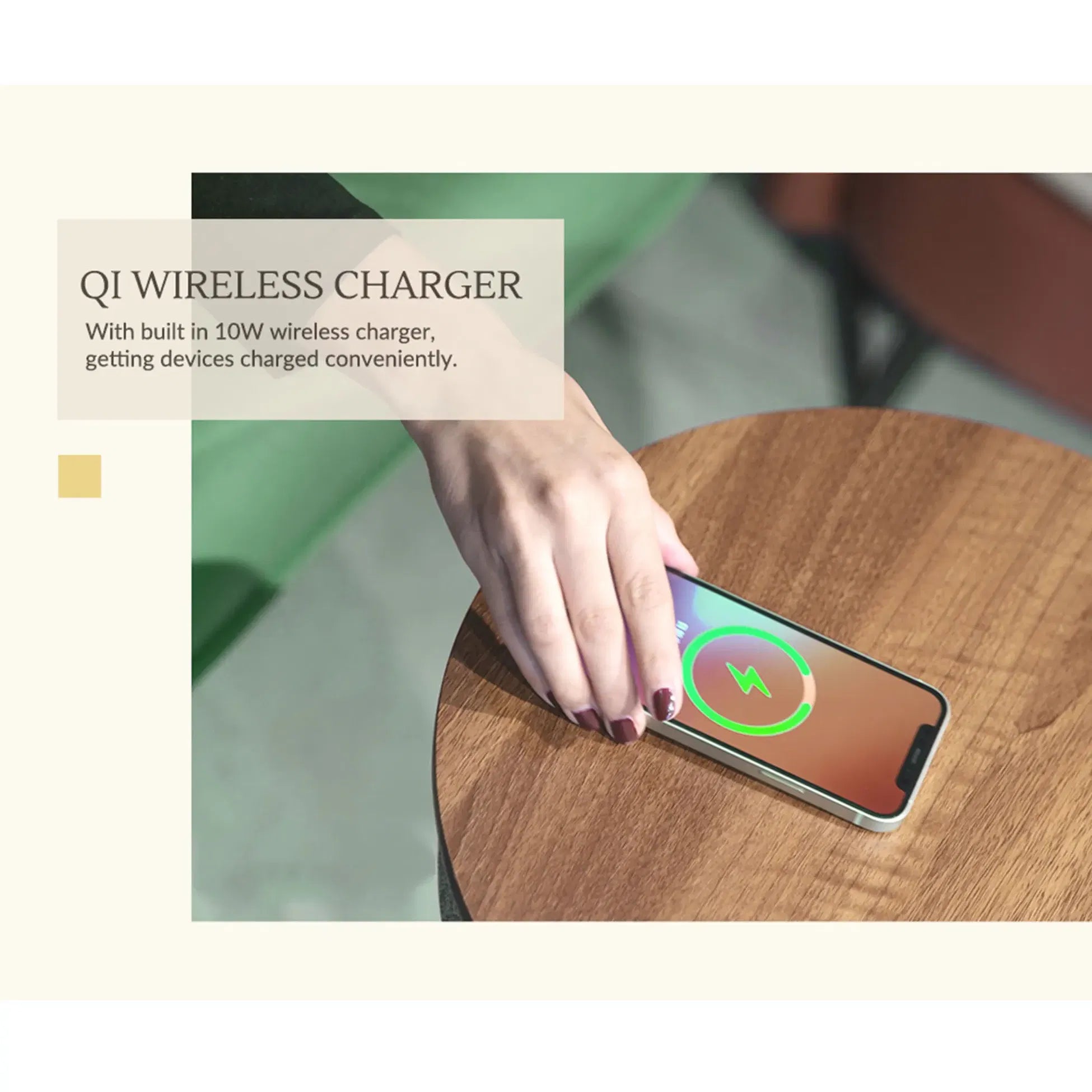 Nourest 3-in-1 Wireless Charging Side Table with Bluetooth Speaker