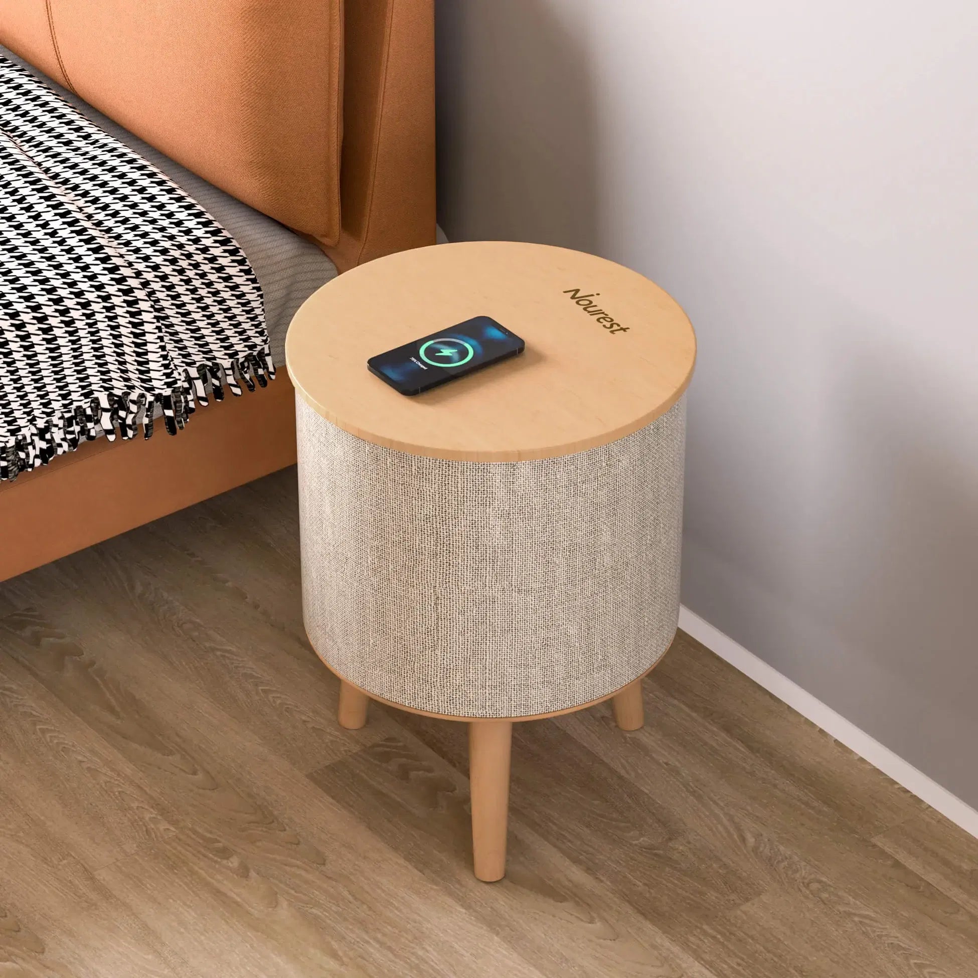 Nourest 3-in-1 Wireless Charging Side Table with Bluetooth Speaker