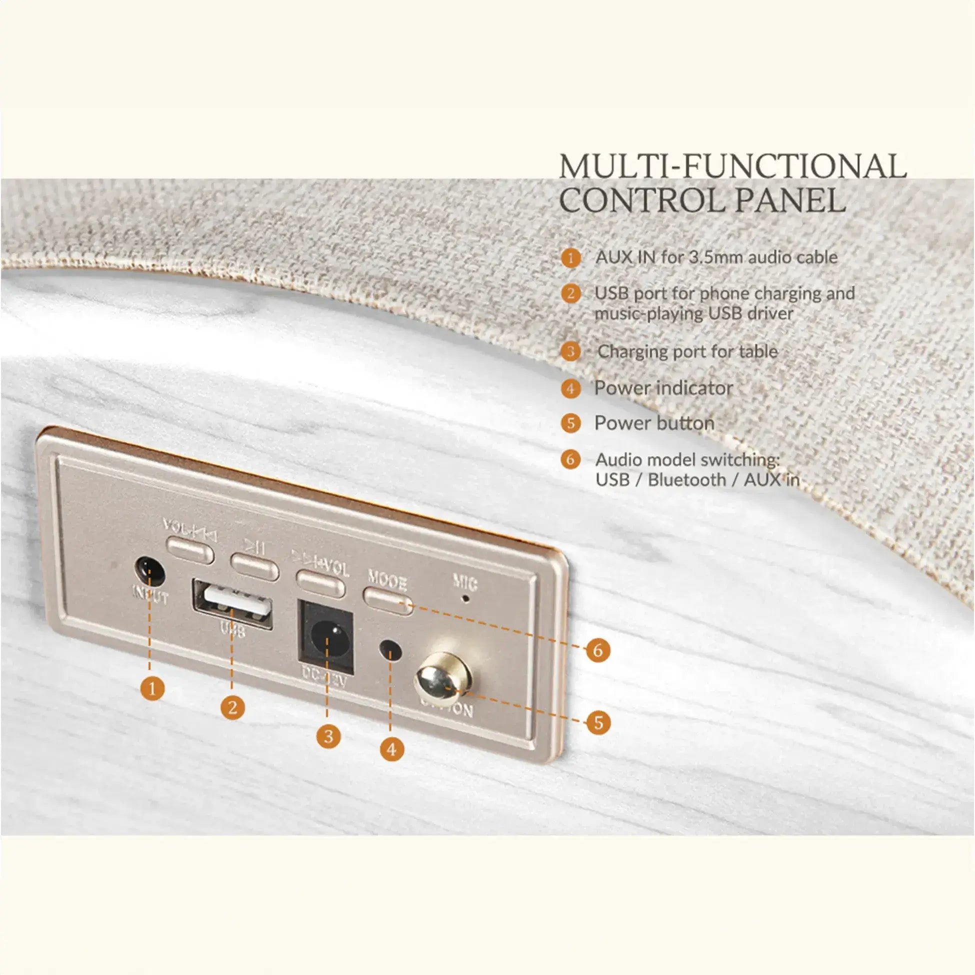 Nourest 4 in 1 Side Table with inbuilt 70W Bluetooth speaker - Touch Control