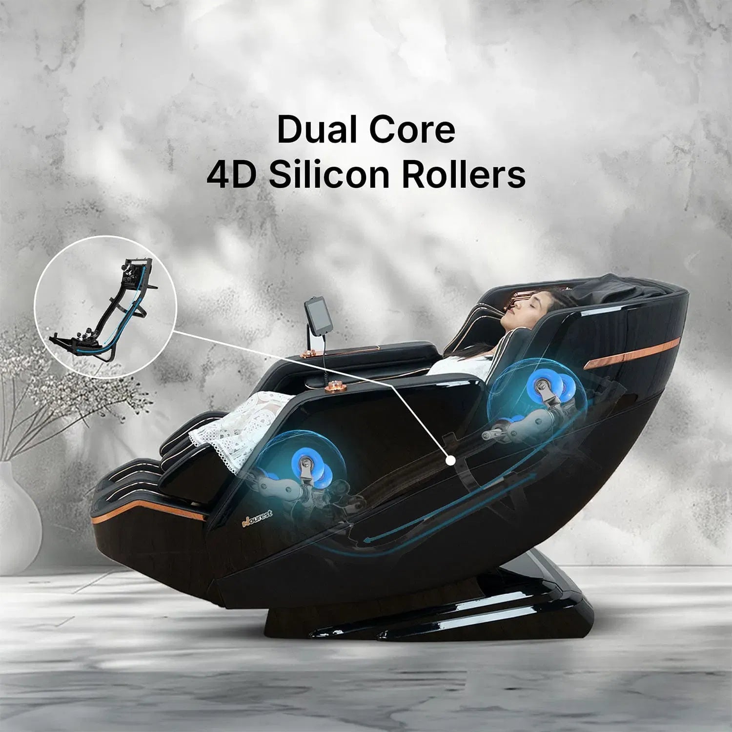 Nourest Lion 4D Luxury Full Body Massage Chair with Health Detection-Black