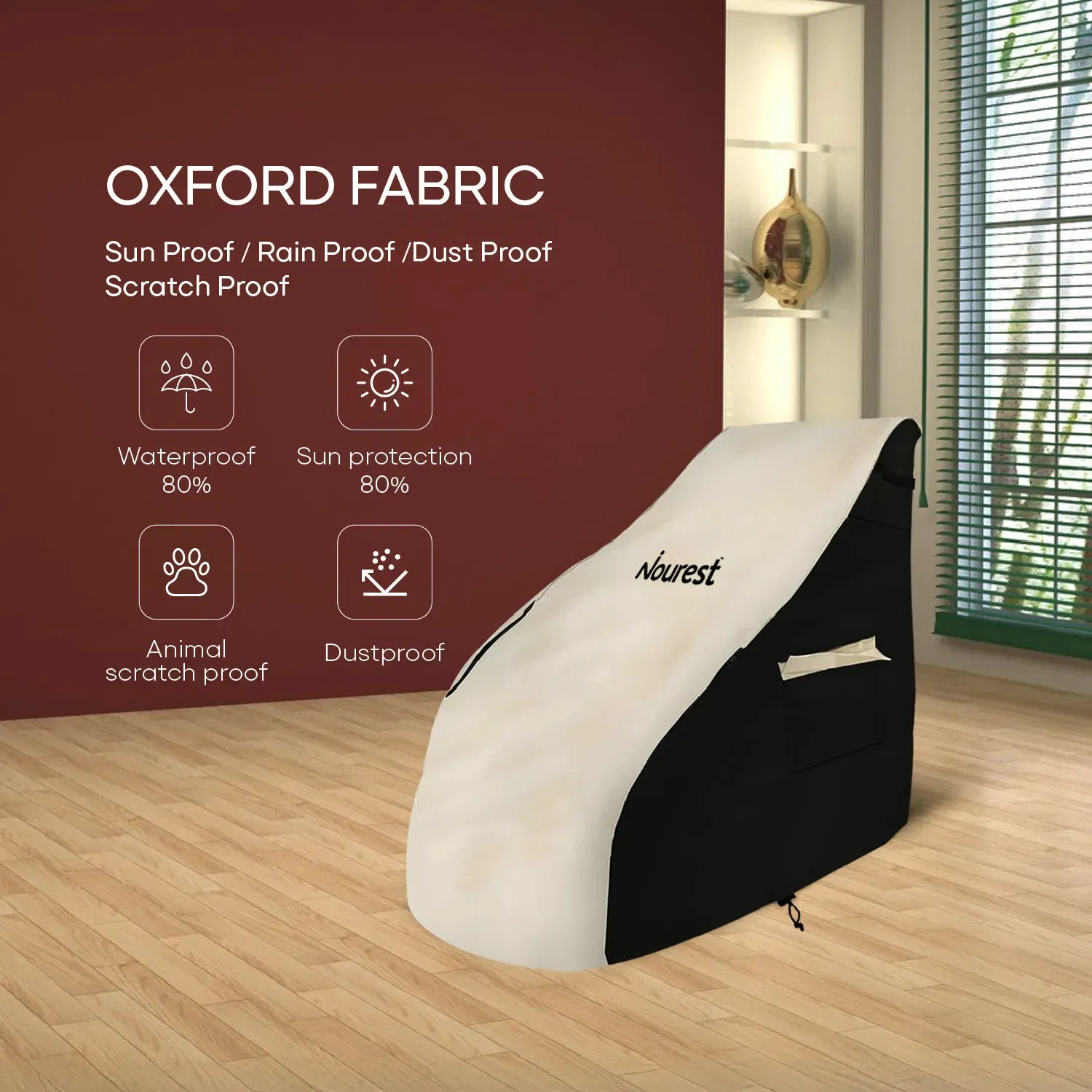 Nourest massage chair cover made from oxford fabric, sunproof, rainproof, and dustproof protector.