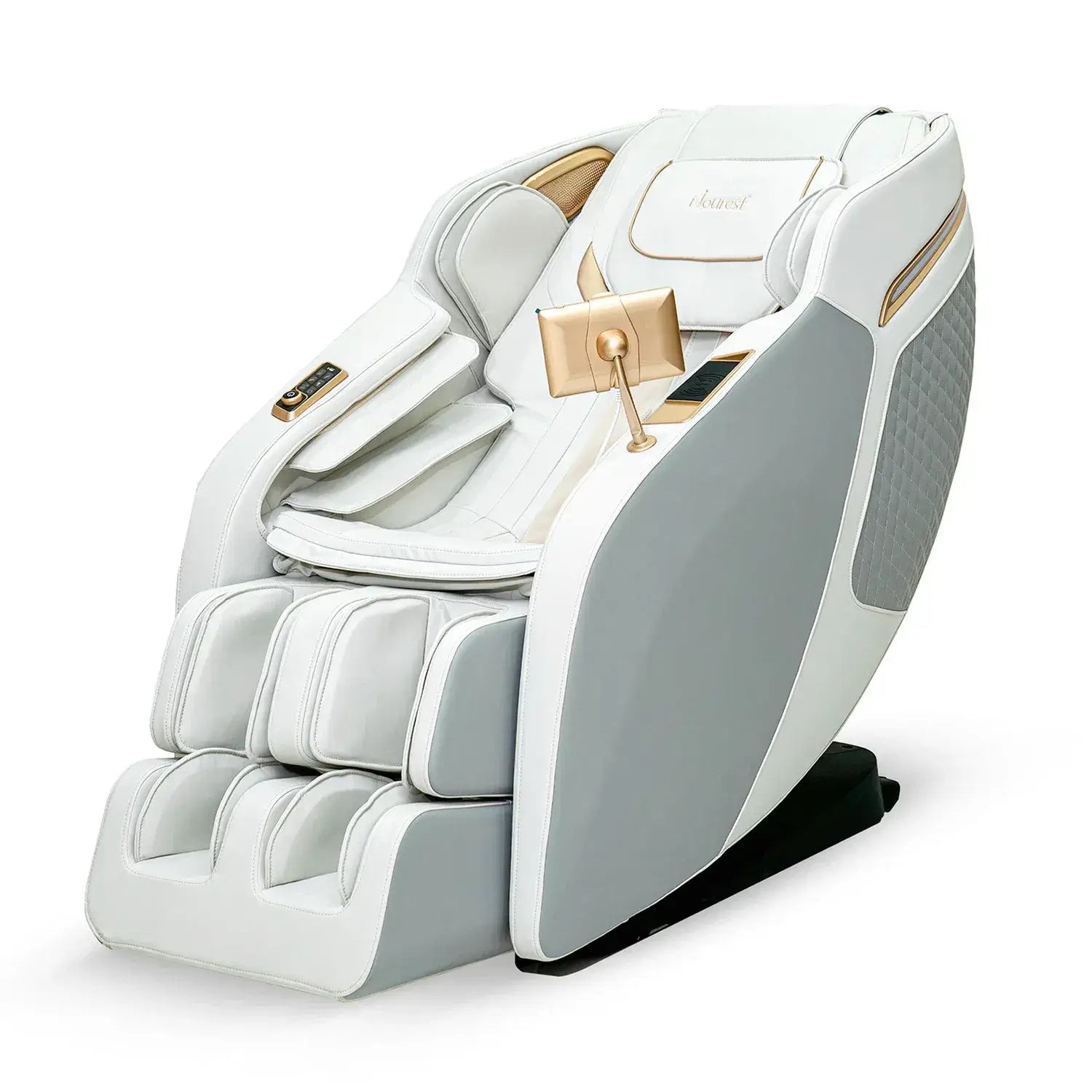 Nexo massage chair, grey full body massage chair featuring ergonomic design and adjustable settings.