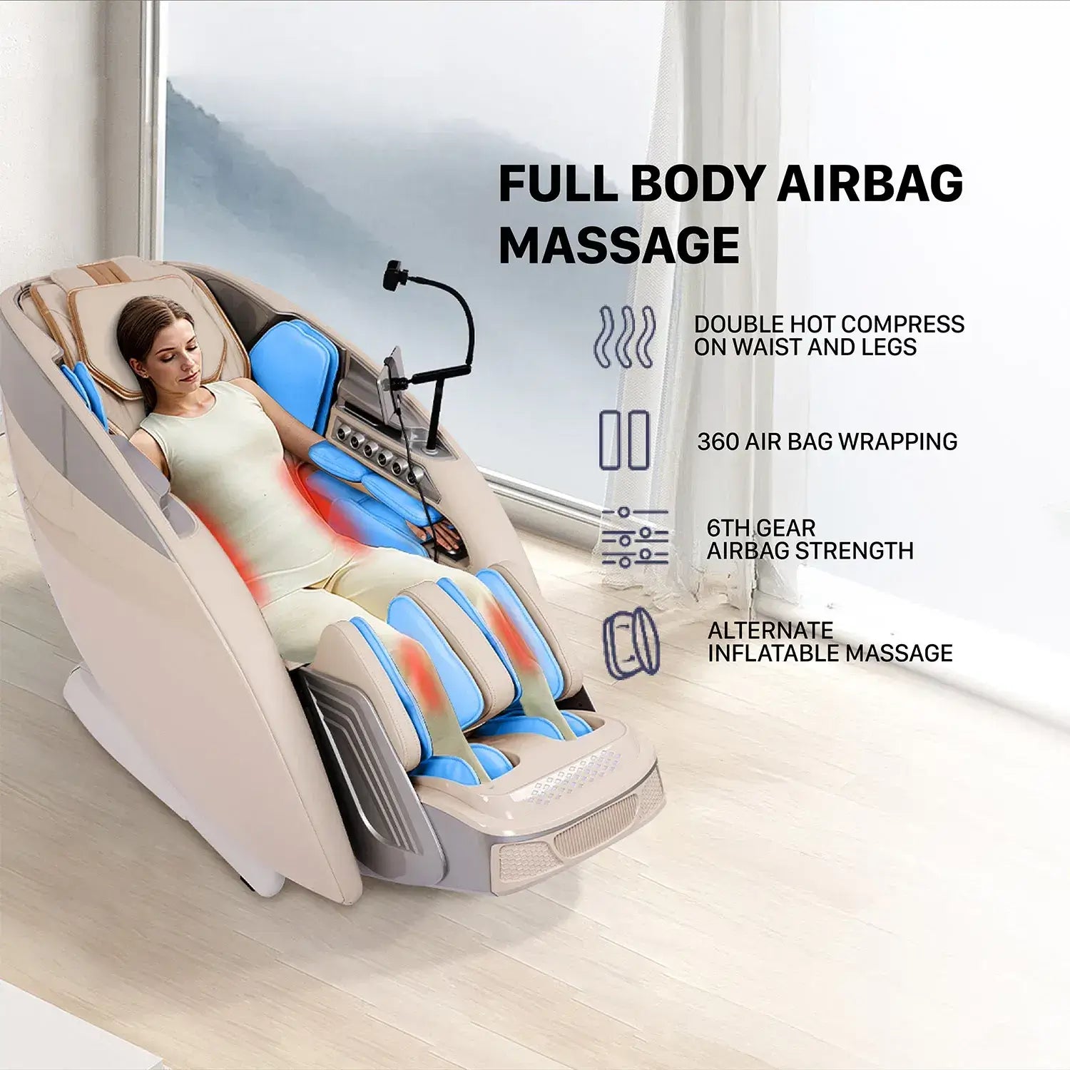 Nourest Titan AI massage chair with full body stretching features full body airbag massage and double hot compress.