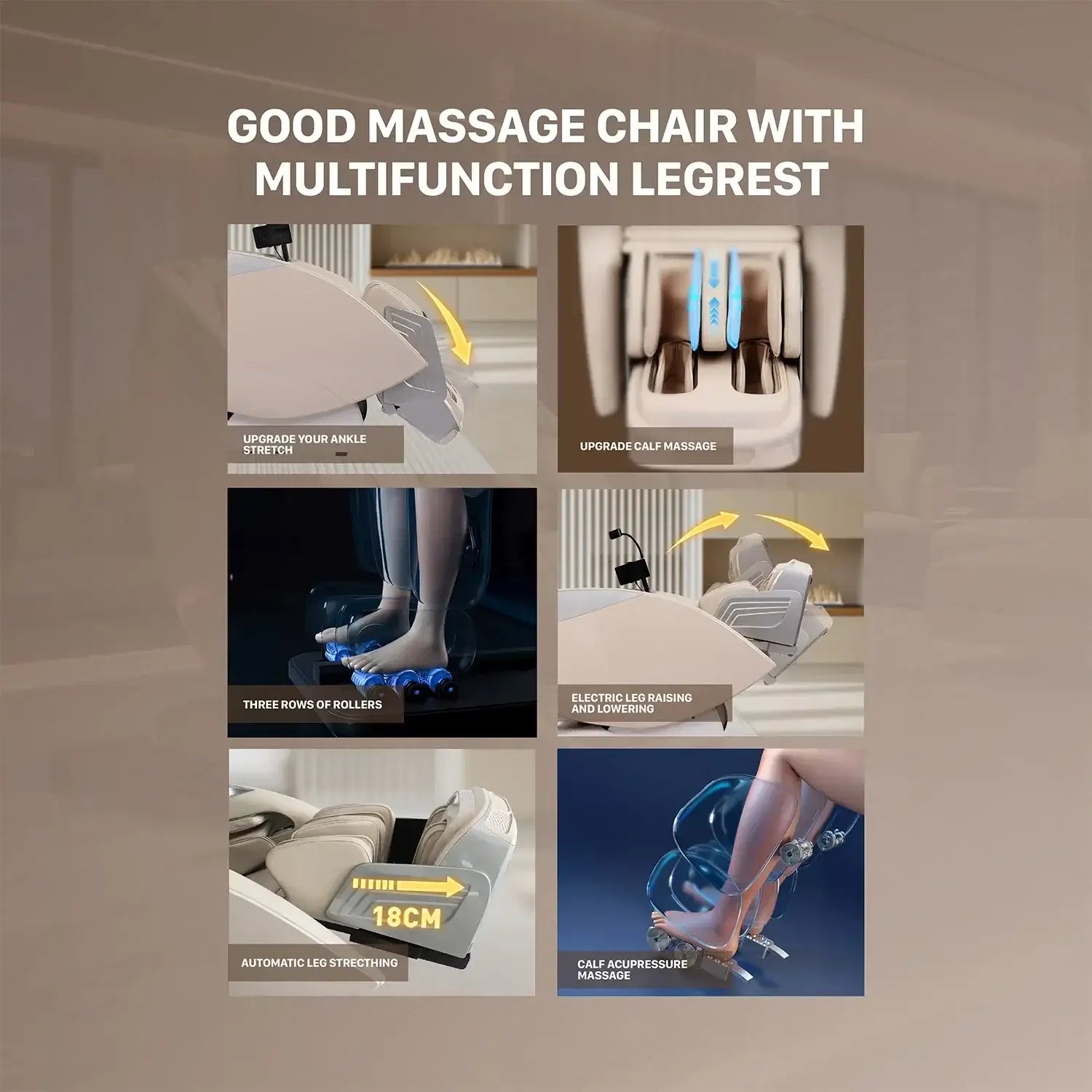 Nourest Titan AI massage chair with full body stretching features calf massage and automatic leg stretching.