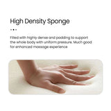 High density sponge on portable foldable massage table providing uniform pressure for enhanced massage experience.