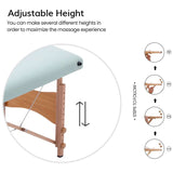 Adjustable height feature of the portable foldable massage bed to enhance massage experience.