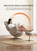 Orion Pro Recliner Massage Chair with one-click angle adjustment and a user reclining comfortably