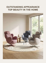 Orion Pro Recliner Massage Chair in pink, gray, and beige displayed in a bright home setting.
