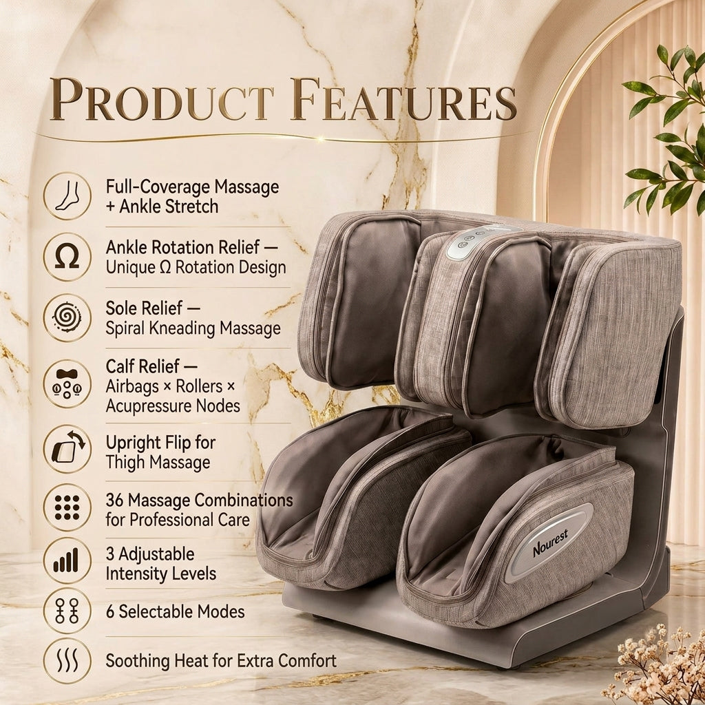 Nourest Zenso Full-Leg Massager with Ankle Stretch, Heat & Air Compression