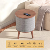 Nourest 3-in-1 Wireless Charging Side Table with Bluetooth Speaker