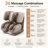Zenso calf massage system with air compression, rollers and pressure nodes