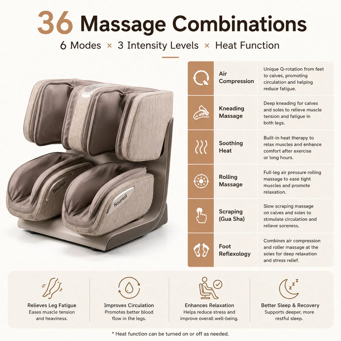 Nourest zenso calf massage with air compression and rollers