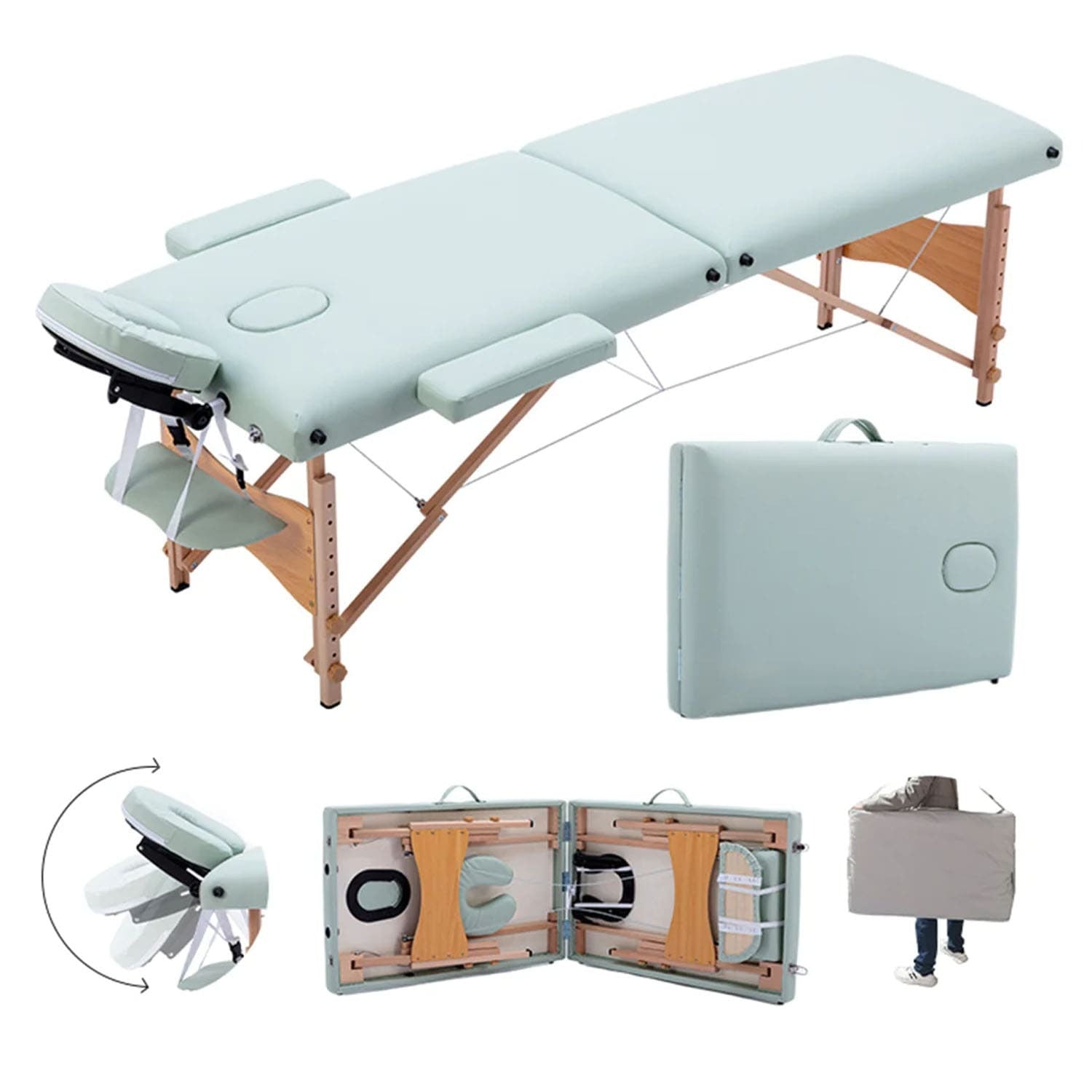 Nourest portable foldable massage bed, showing its versatile design and compact folding feature.